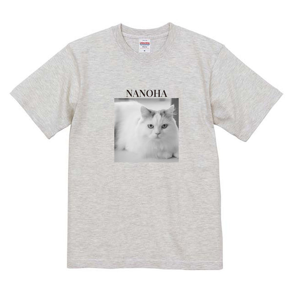なのは モノクロ写真コットンTシャツ