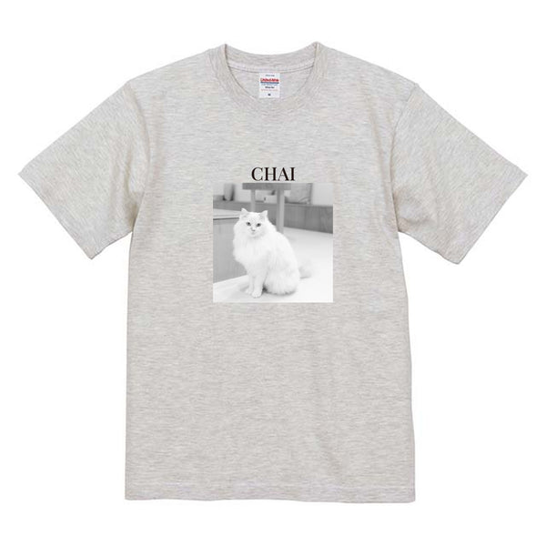 チャイ モノクロ写真コットンTシャツ