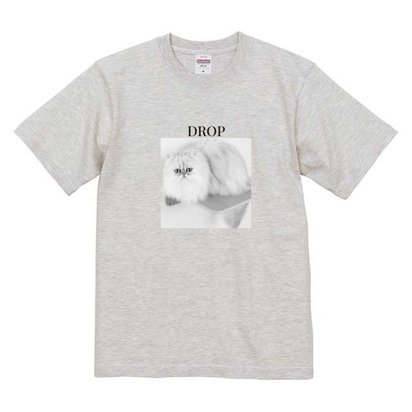 ドロップ モノクロ写真コットンTシャツ