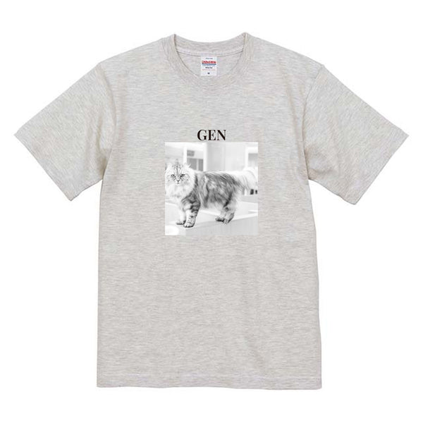 げん モノクロ写真コットンTシャツ