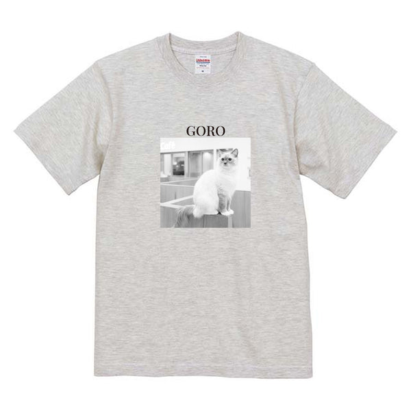 ゴロ モノクロ写真コットンTシャツ