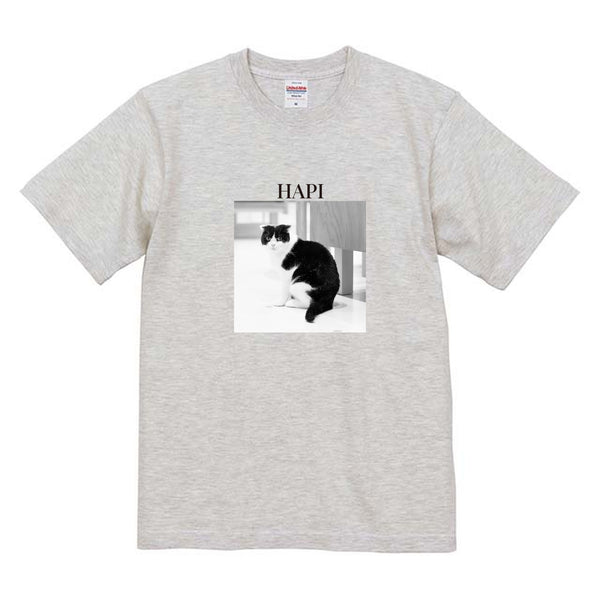 ハピ モノクロ写真コットンTシャツ