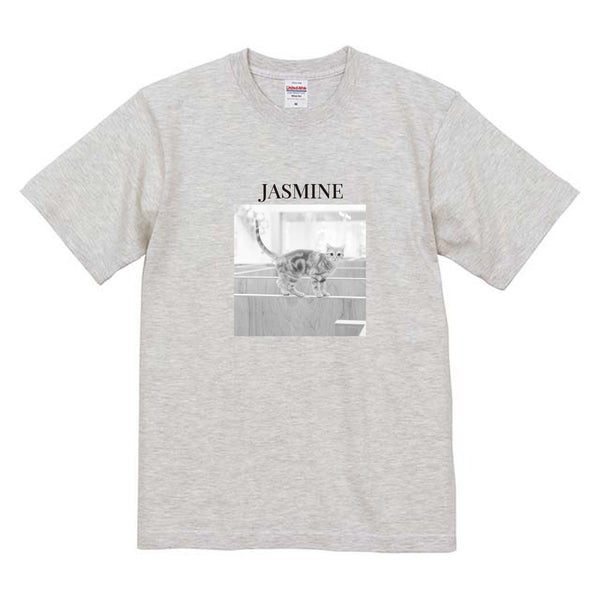 ジャスミン モノクロ写真コットンTシャツ