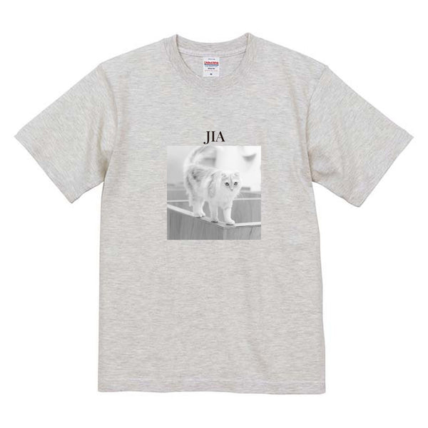 ジア モノクロ写真コットンTシャツ
