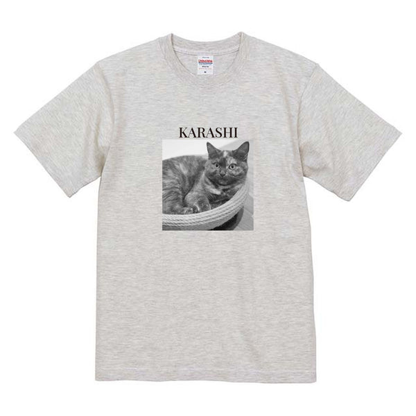 からし モノクロ写真コットンTシャツ