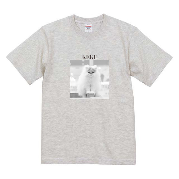 けけ モノクロ写真コットンTシャツ