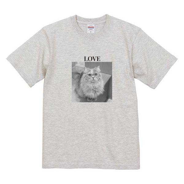 ラブ モノクロ写真コットンTシャツ