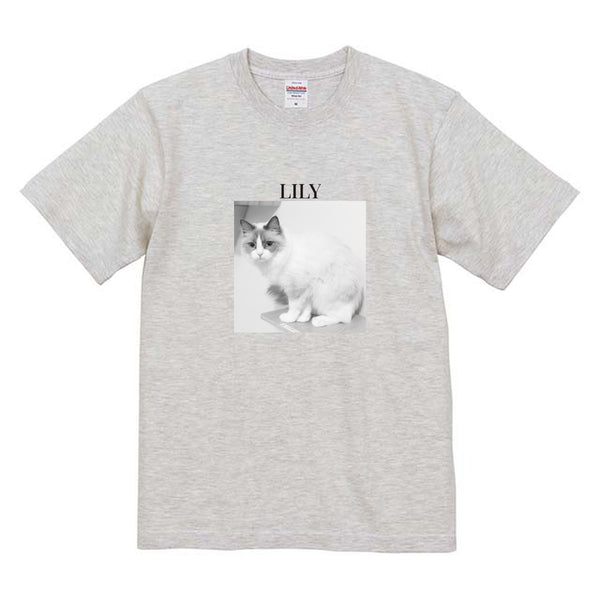 リリー モノクロ写真コットンTシャツ