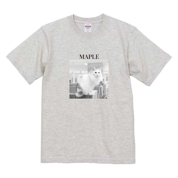 メープル モノクロ写真コットンTシャツ