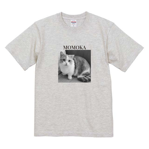 桃花 モノクロ写真コットンTシャツ