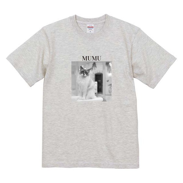 ムム モノクロ写真コットンTシャツ