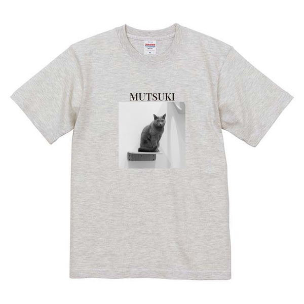 睦月 モノクロ写真コットンTシャツ