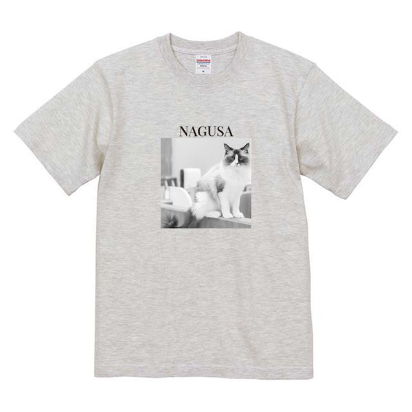 ナグサ モノクロ写真コットンTシャツ