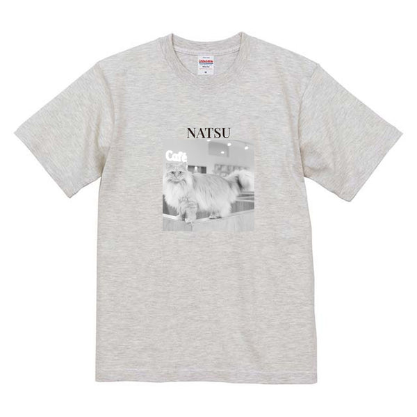 ナツ モノクロ写真コットンTシャツ