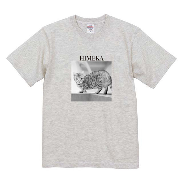 姫花 モノクロ写真コットンTシャツ