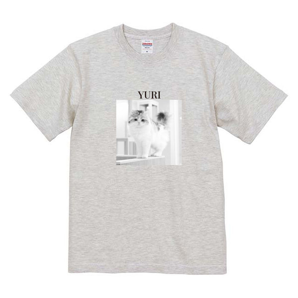 ユリ モノクロ写真コットンTシャツ
