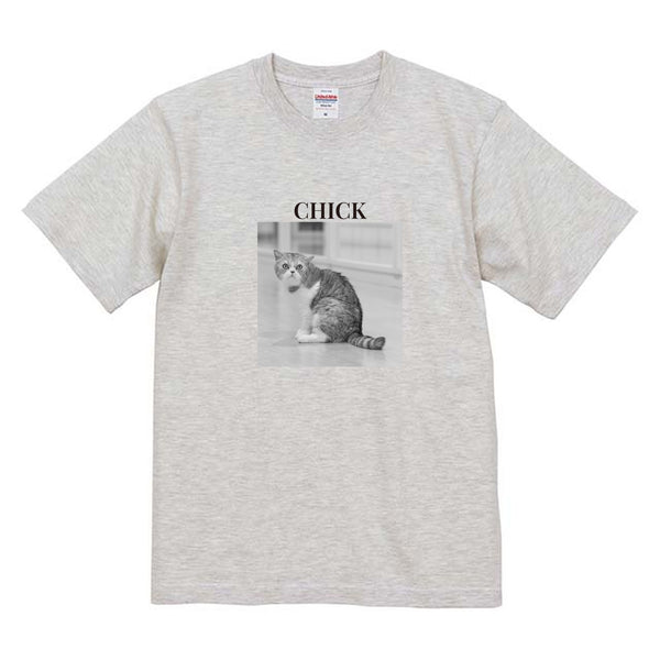 チック モノクロ写真コットンTシャツ