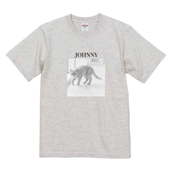 ジョニー モノクロ写真コットンTシャツ