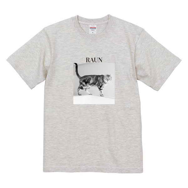 ラウン モノクロ写真コットンTシャツ
