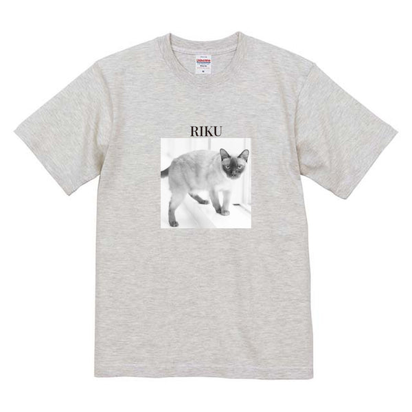 リク モノクロ写真コットンTシャツ
