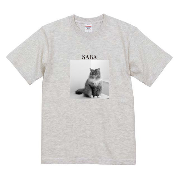 さば モノクロ写真コットンTシャツ