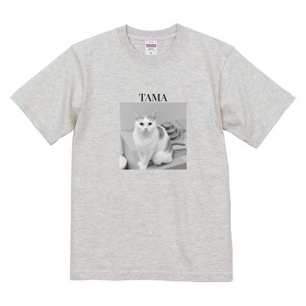 たま モノクロ写真コットンTシャツ