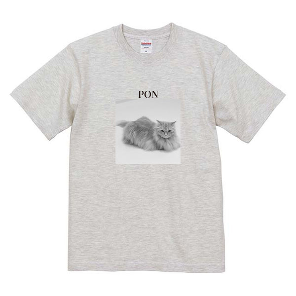 ポン モノクロ写真コットンTシャツ