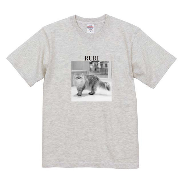 ルリ モノクロ写真コットンTシャツ