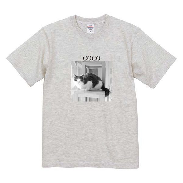 ココ モノクロ写真コットンTシャツ