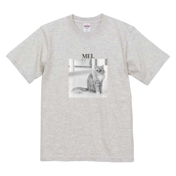 メル モノクロ写真コットンTシャツ