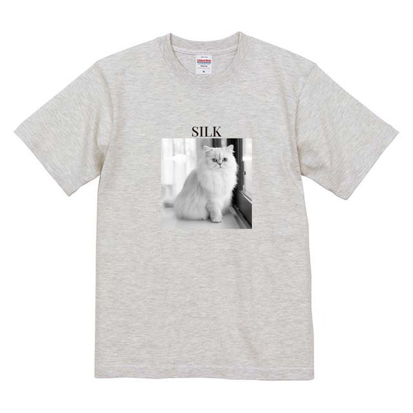 シルク モノクロ写真コットンTシャツ