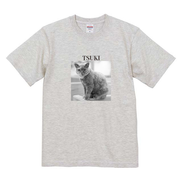 ツキ モノクロ写真コットンTシャツ