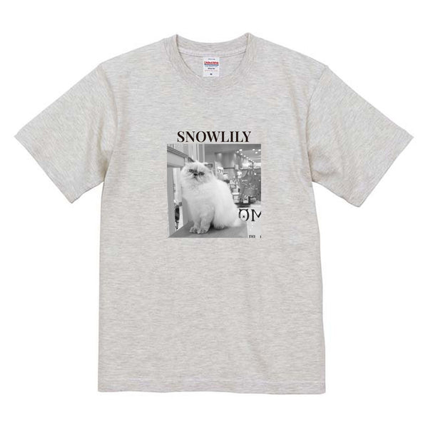 スノーリリー モノクロ写真コットンTシャツ