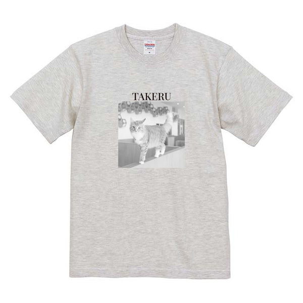 健 モノクロ写真コットンTシャツ