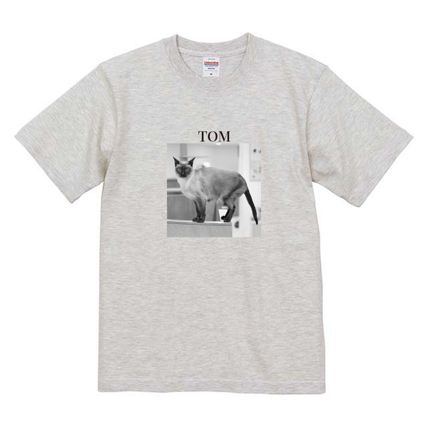 トム モノクロ写真コットンTシャツ