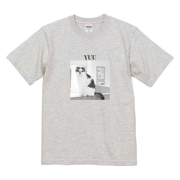 ユウ モノクロ写真コットンTシャツ