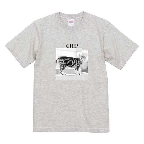 チップ モノクロ写真コットンTシャツ