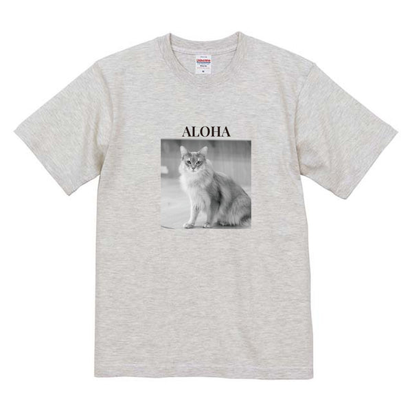 アロハ モノクロ写真コットンTシャツ