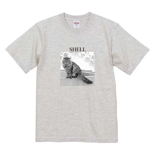 シェル モノクロ写真コットンTシャツ